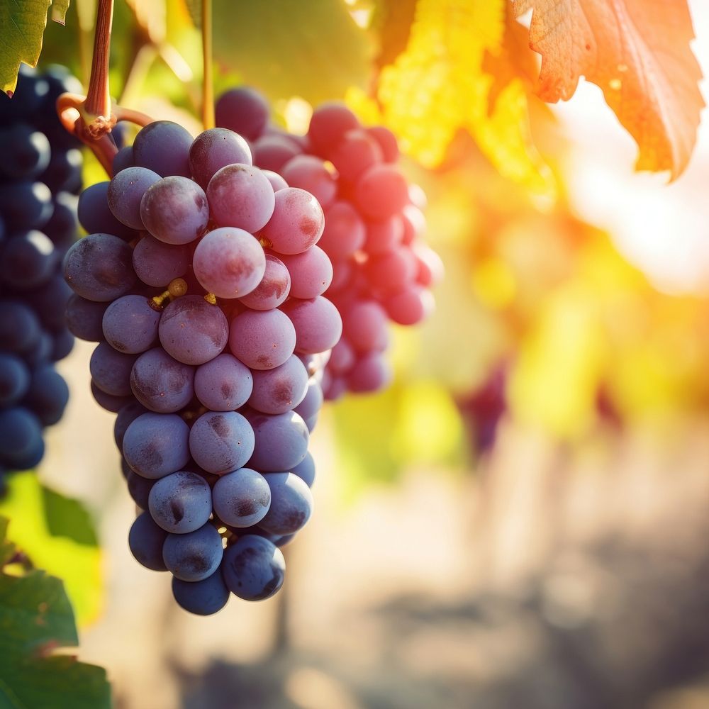 close up photo of grapes in a vineyard.  