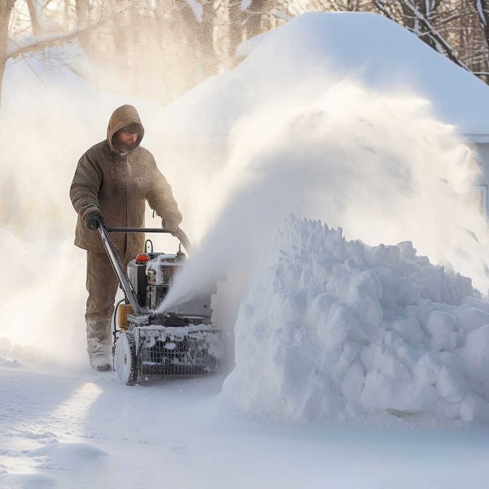 a photo of a Snowblower at work on a winter day.  