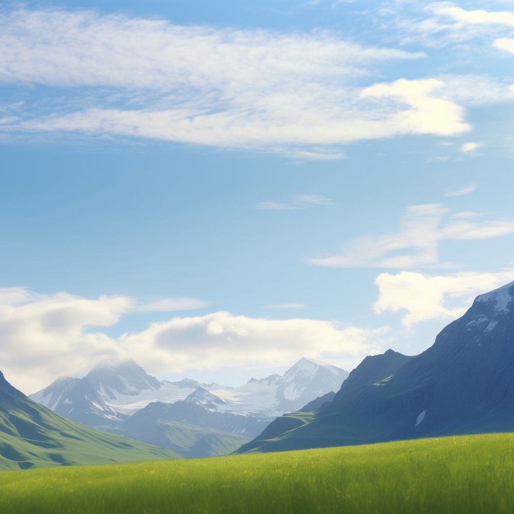 A spring landscape mountain grassland outdoors. AI generated Image by rawpixel.