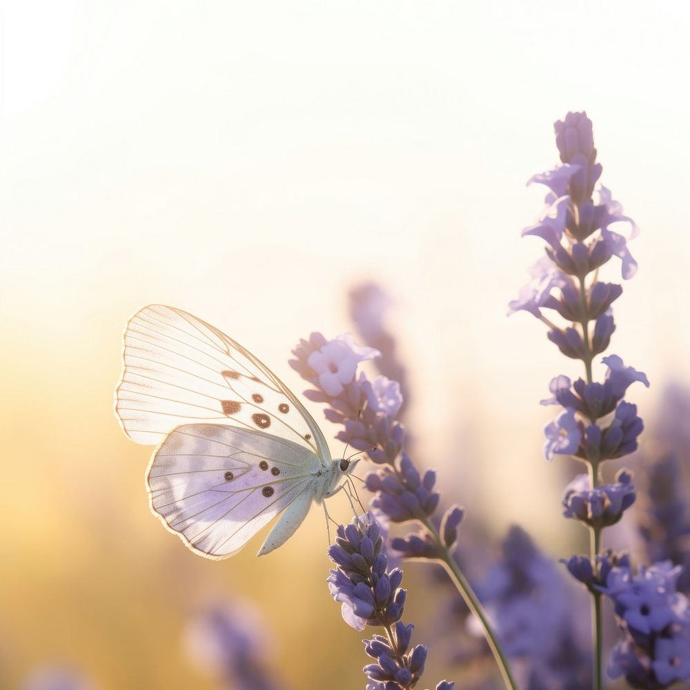 Butterfly flower lavender outdoors. AI generated Image by rawpixel.