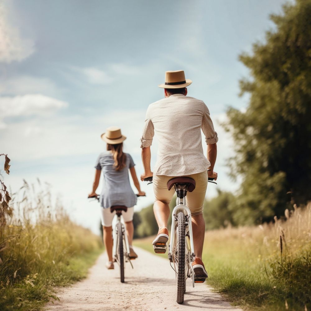 People riding bicycle. 