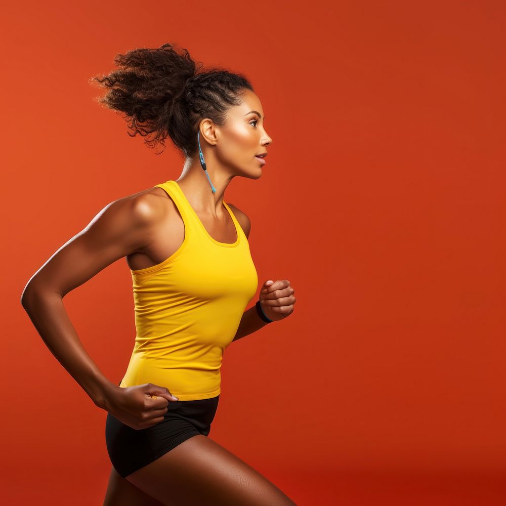 Sporty half-african woman runner running jogging sports. AI generated Image by rawpixel.