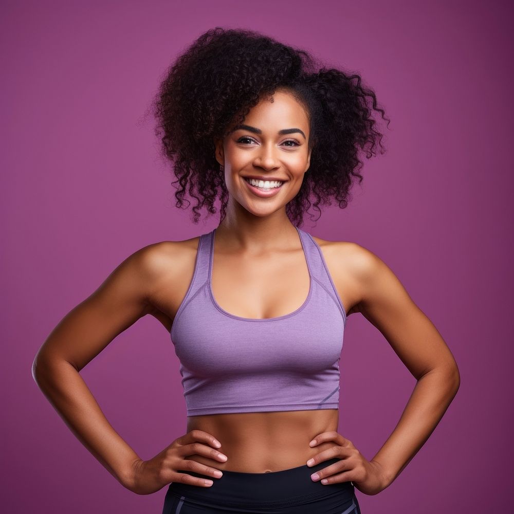 Sporty mixed-race african woman Doing Fitness portrait sports smile. AI generated Image by rawpixel.