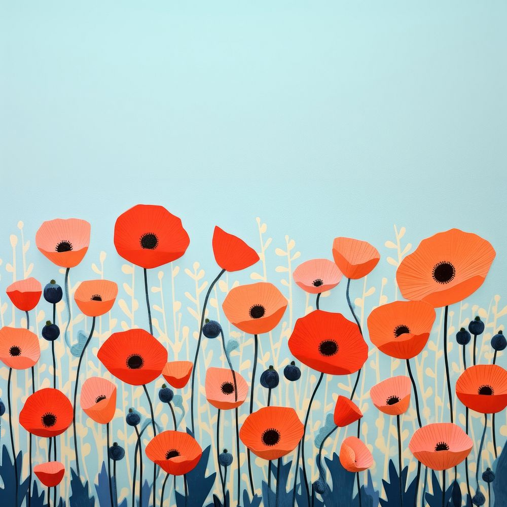 Flower anemone field poppy plant art. 