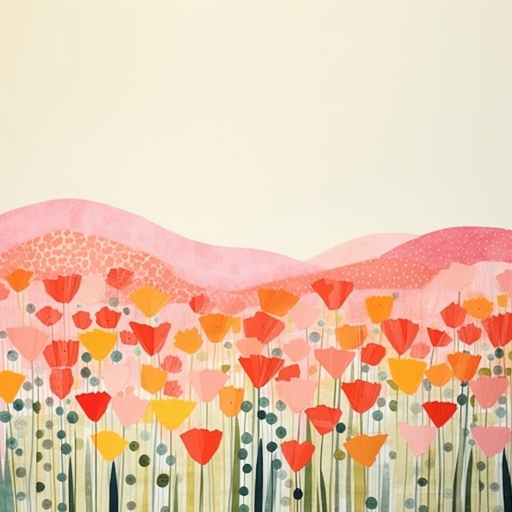 Spring flower field park art painting petal. AI generated Image by rawpixel.