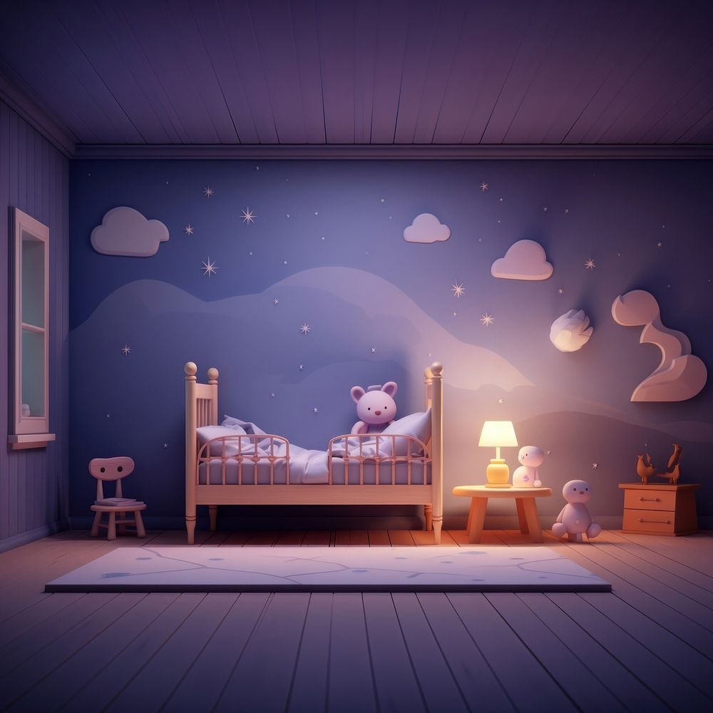 Room bed furniture nursery. AI generated Image by rawpixel.