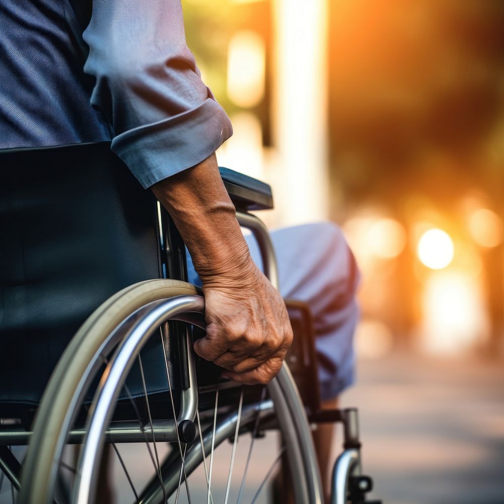 Wheelchair hand bicycle person. AI generated Image by rawpixel.