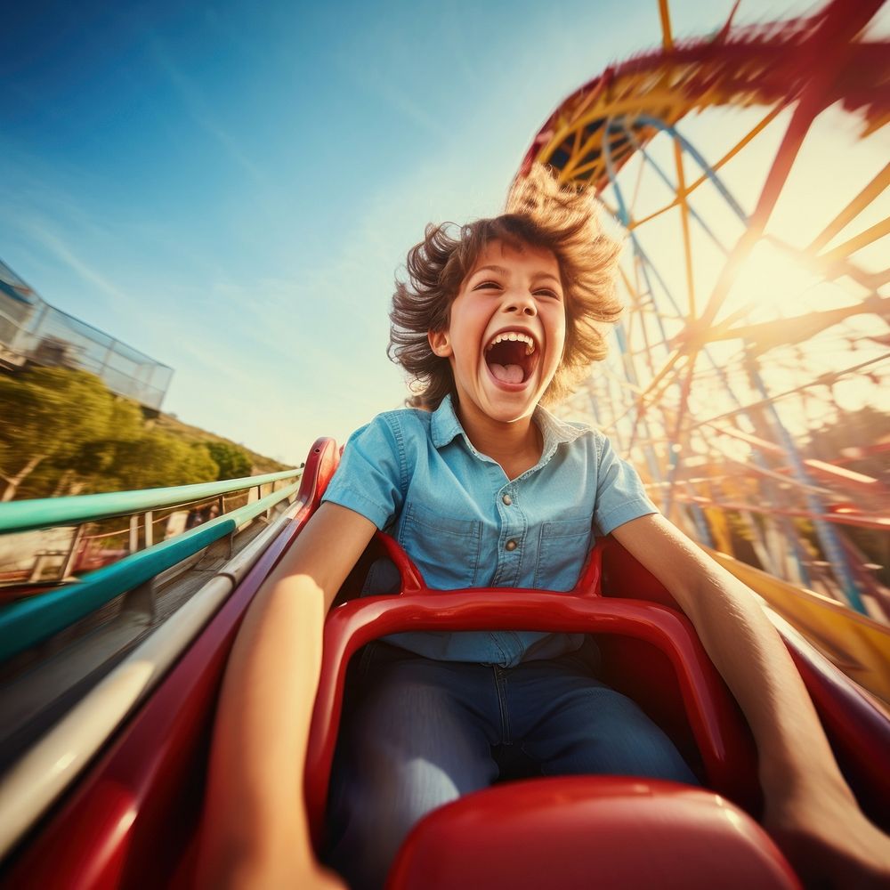 Laughing happy park roller coaster. 