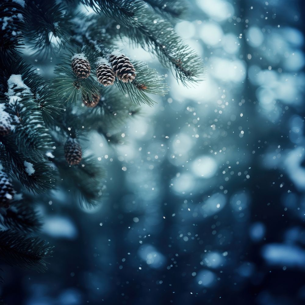 Pine tree snow backgrounds snowflake. AI generated Image by rawpixel.