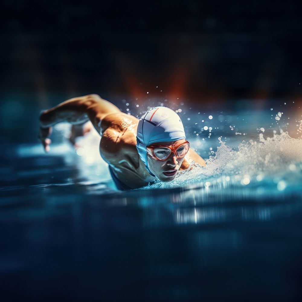Swimming competition recreation swimmer. AI generated Image by rawpixel.