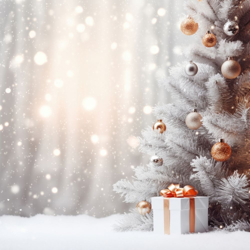 Christmas white snow tree. AI generated Image by rawpixel.