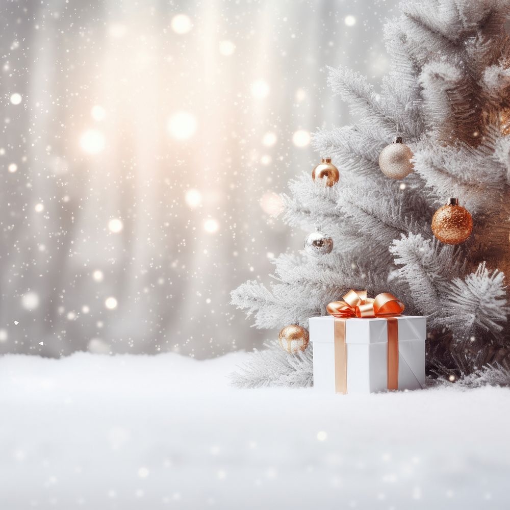 Christmas white snow tree. AI generated Image by rawpixel.