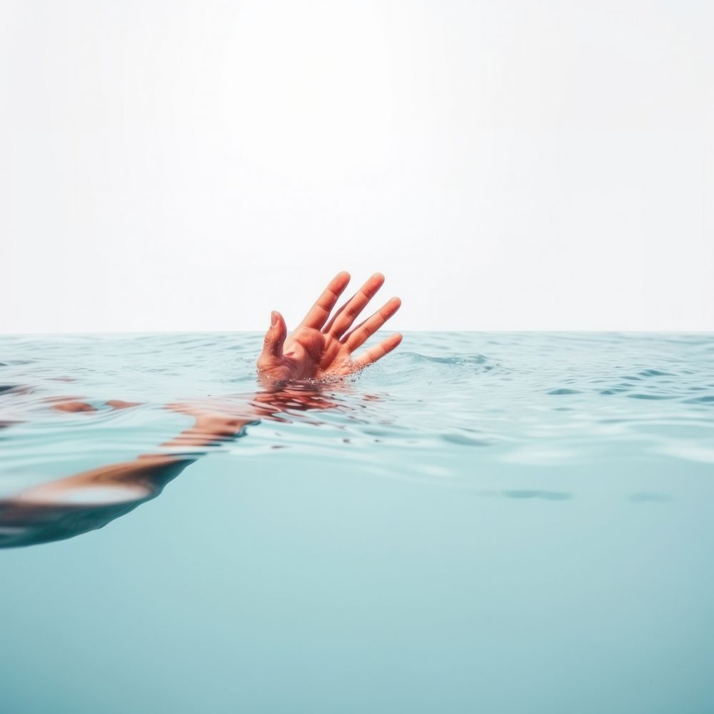 Waving hand in the ocean. 