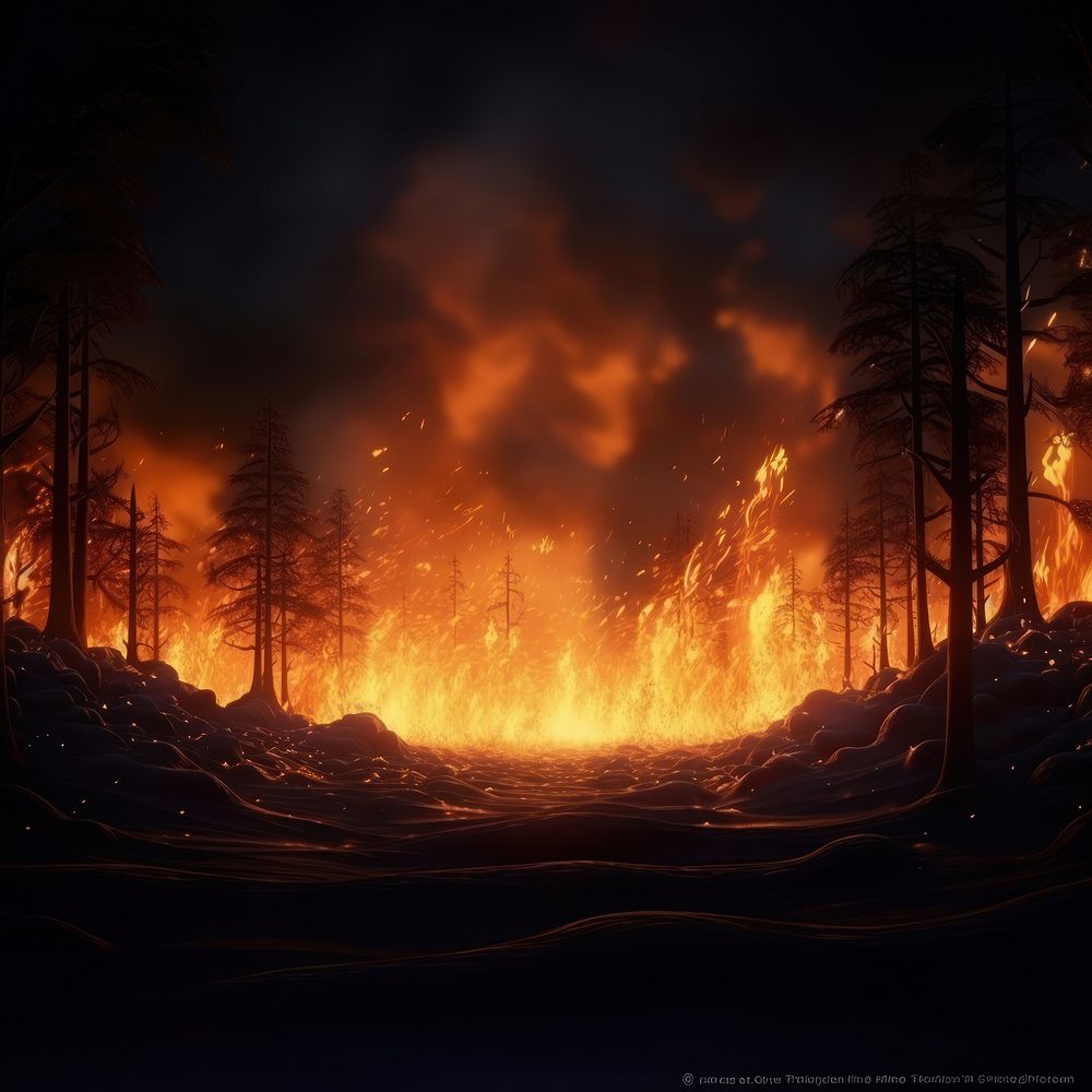 Fire wildfire outdoors burning. AI generated Image by rawpixel.