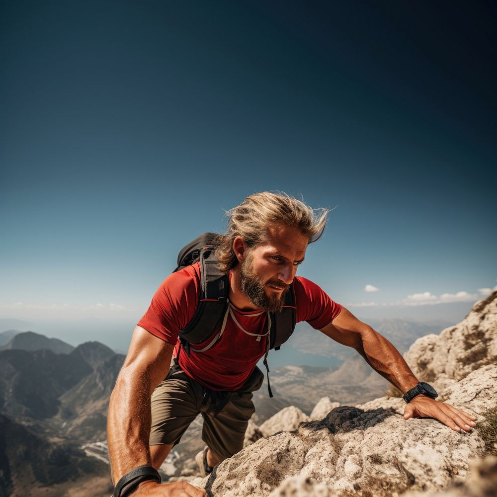 Strong mountain climber recreation adventure climbing. AI generated Image by rawpixel.