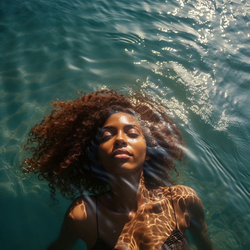 Portrait swimming outdoors nature. 