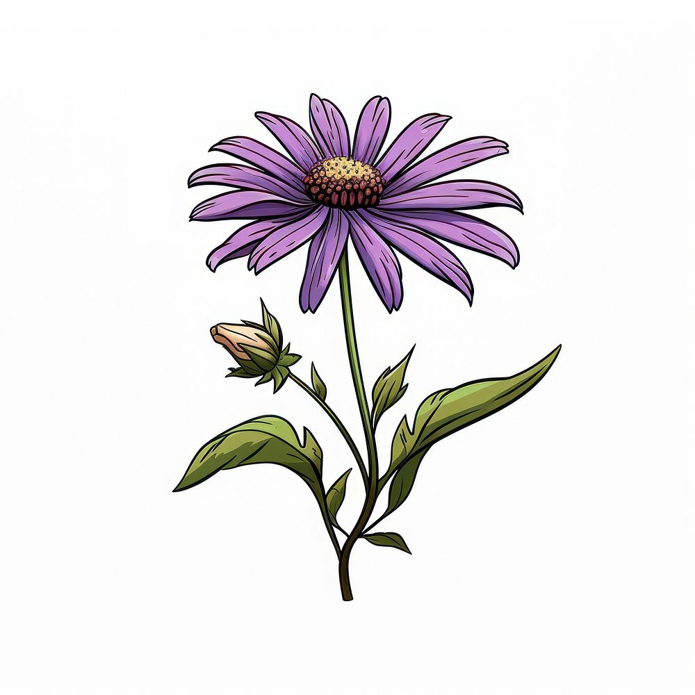 Wild flower cartoon drawing plant. AI generated Image by rawpixel.
