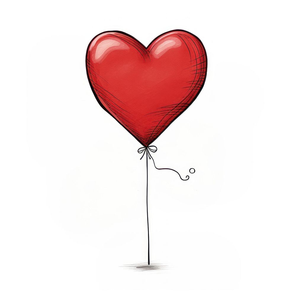 Balloon cartoon drawing heart AI Premium Photo Illustration rawpixel
