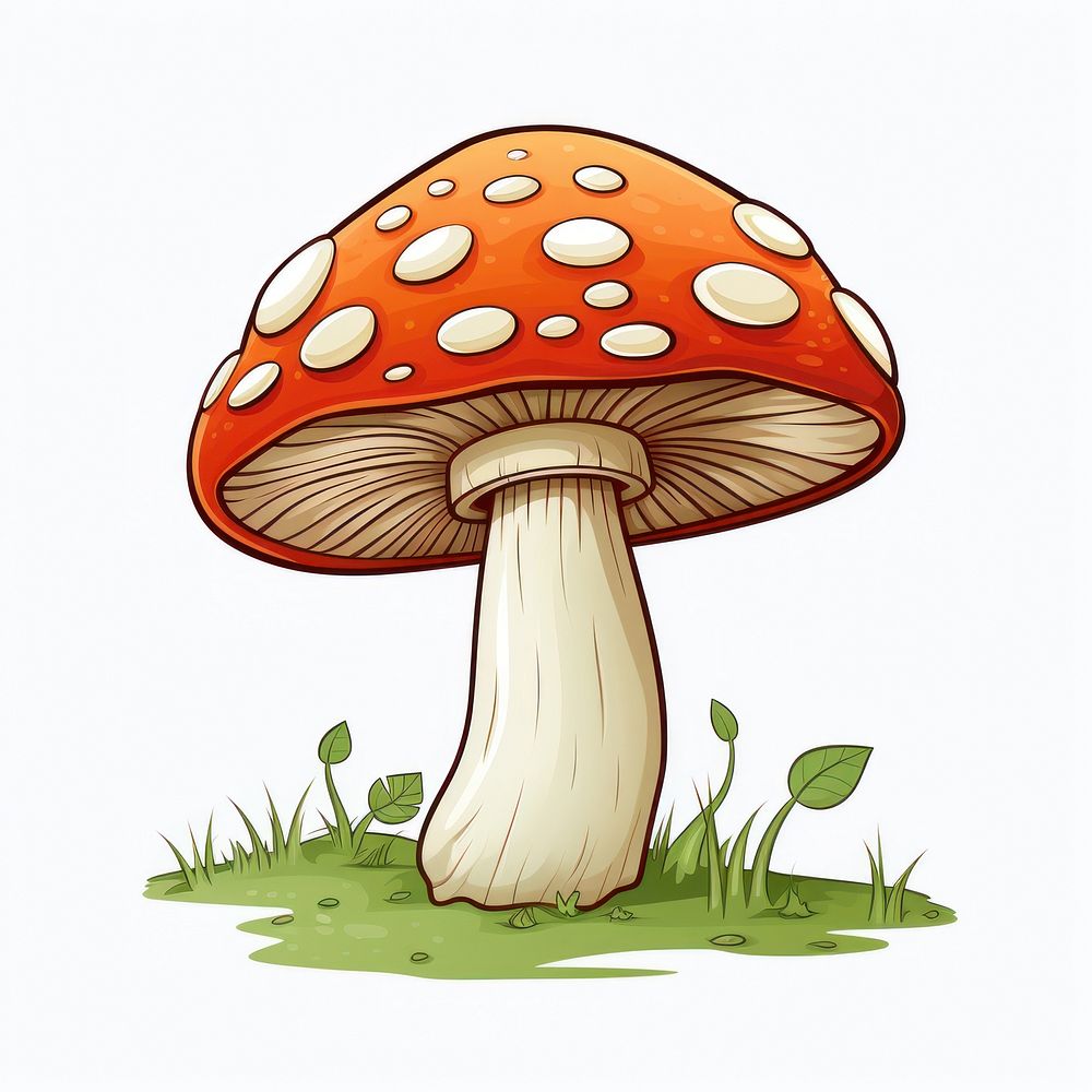 Wild forest mushroom cartoon fungus agaric. AI generated Image by rawpixel.