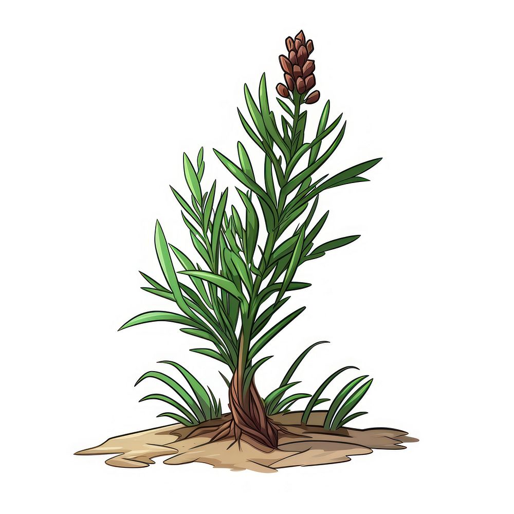 Wild plant cartoon drawing tree. AI generated Image by rawpixel.