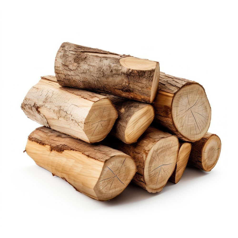 Firewood lumber white background deforestation. AI generated Image by rawpixel.