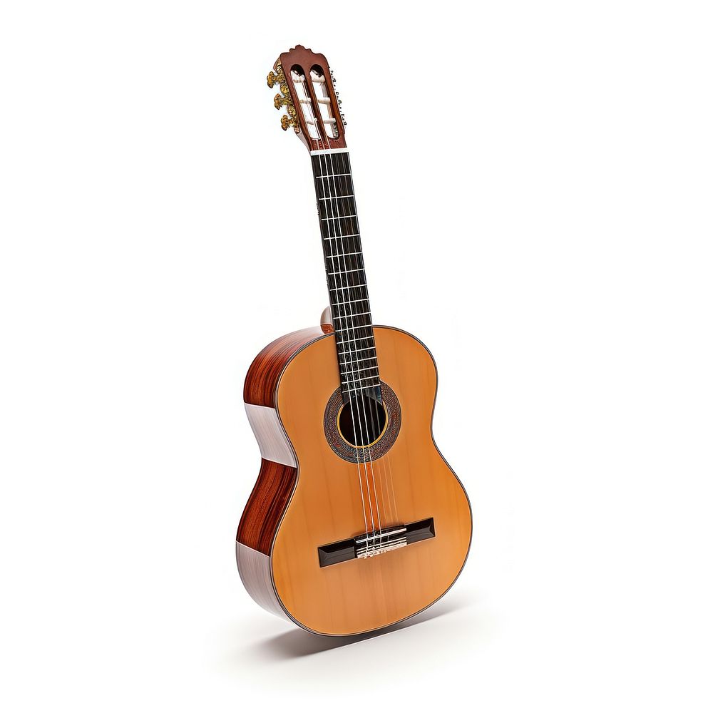 Spanish guitar white background performance string. AI generated Image by rawpixel.