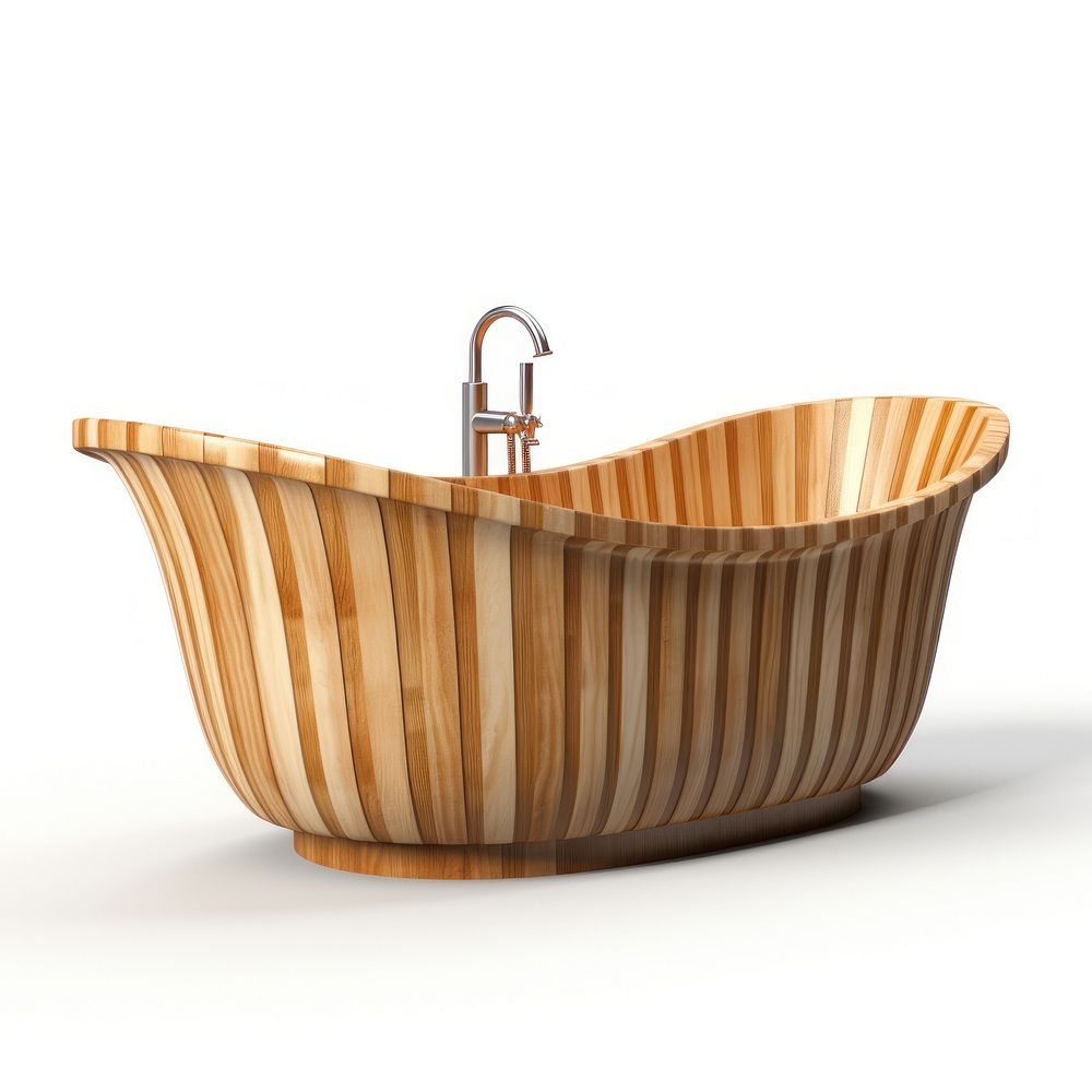 Wooden bathtub jacuzzi white background architecture. AI generated Image by rawpixel.