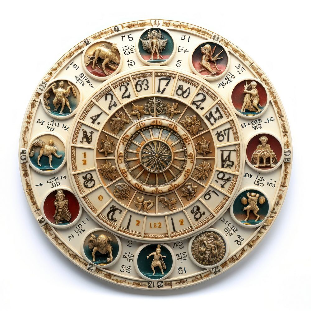 Zodiac calendar white background astrology astronomy. AI generated Image by rawpixel.