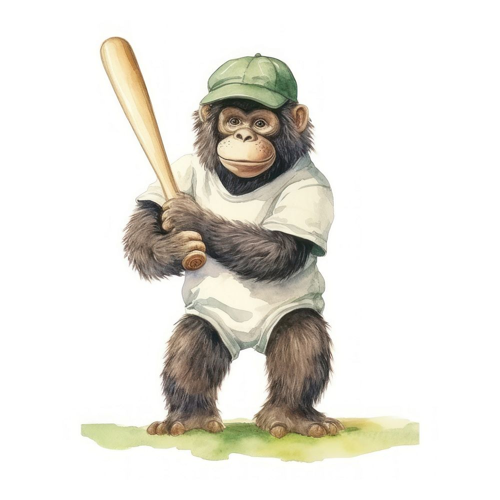 Gorilla baseball animal sports. AI generated Image by rawpixel.