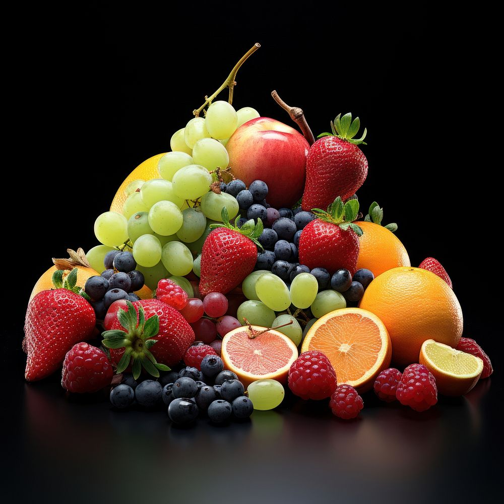 Fruit strawberry grapefruit blueberry. AI generated Image by rawpixel.