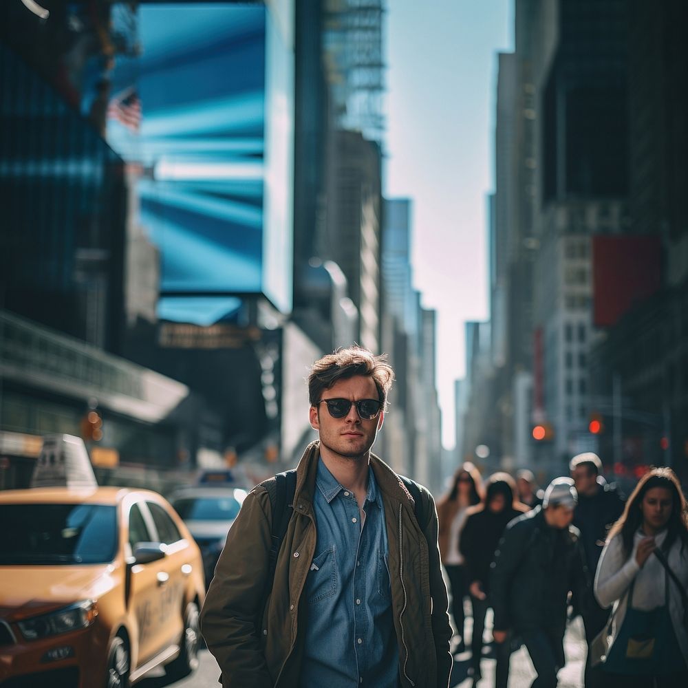 City architecture sunglasses portrait. 