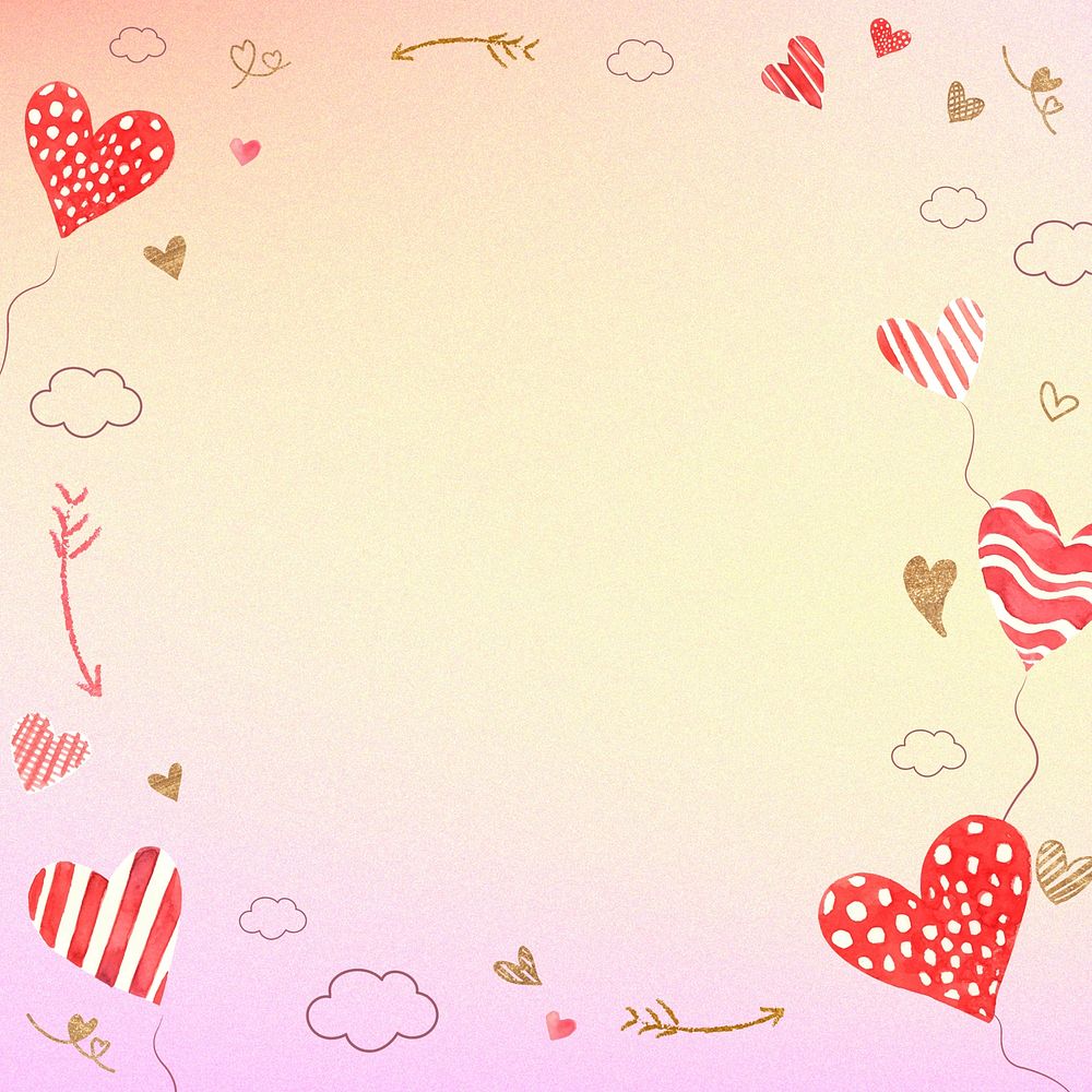 Valentine's frame, watercolor background design