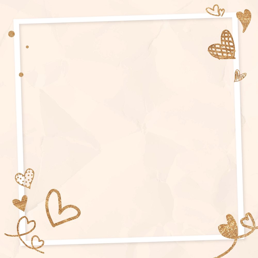 Gold heart frame, blank background design