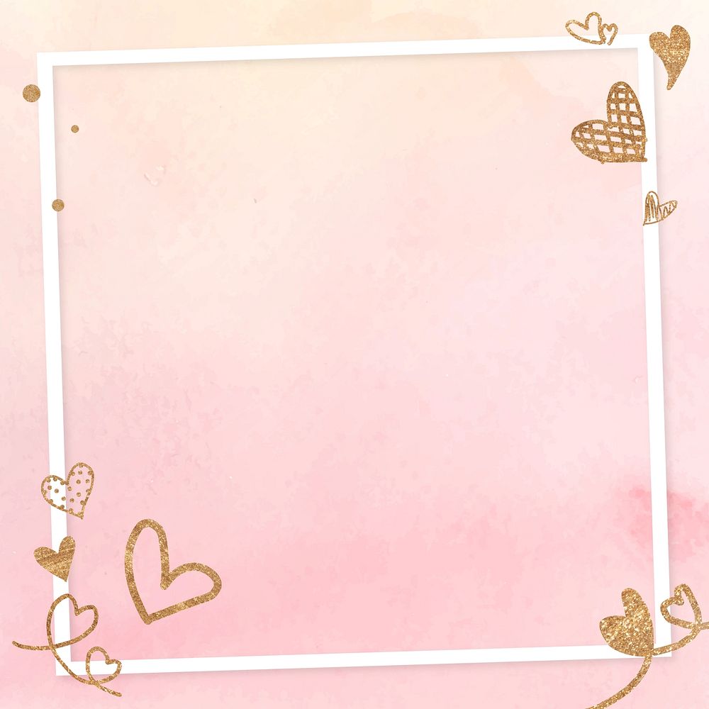 Gold heart frame, blank background design