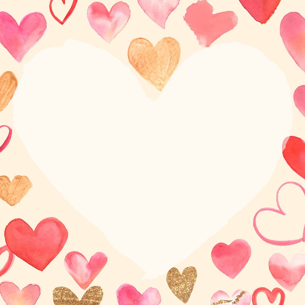 Heart Valentine's watercolor background design