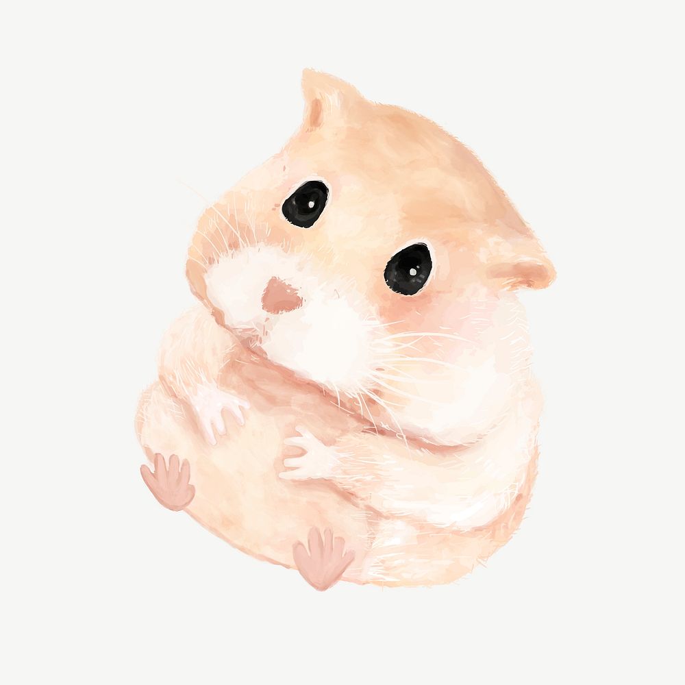 Cute cute hamster watercolor illustration psd