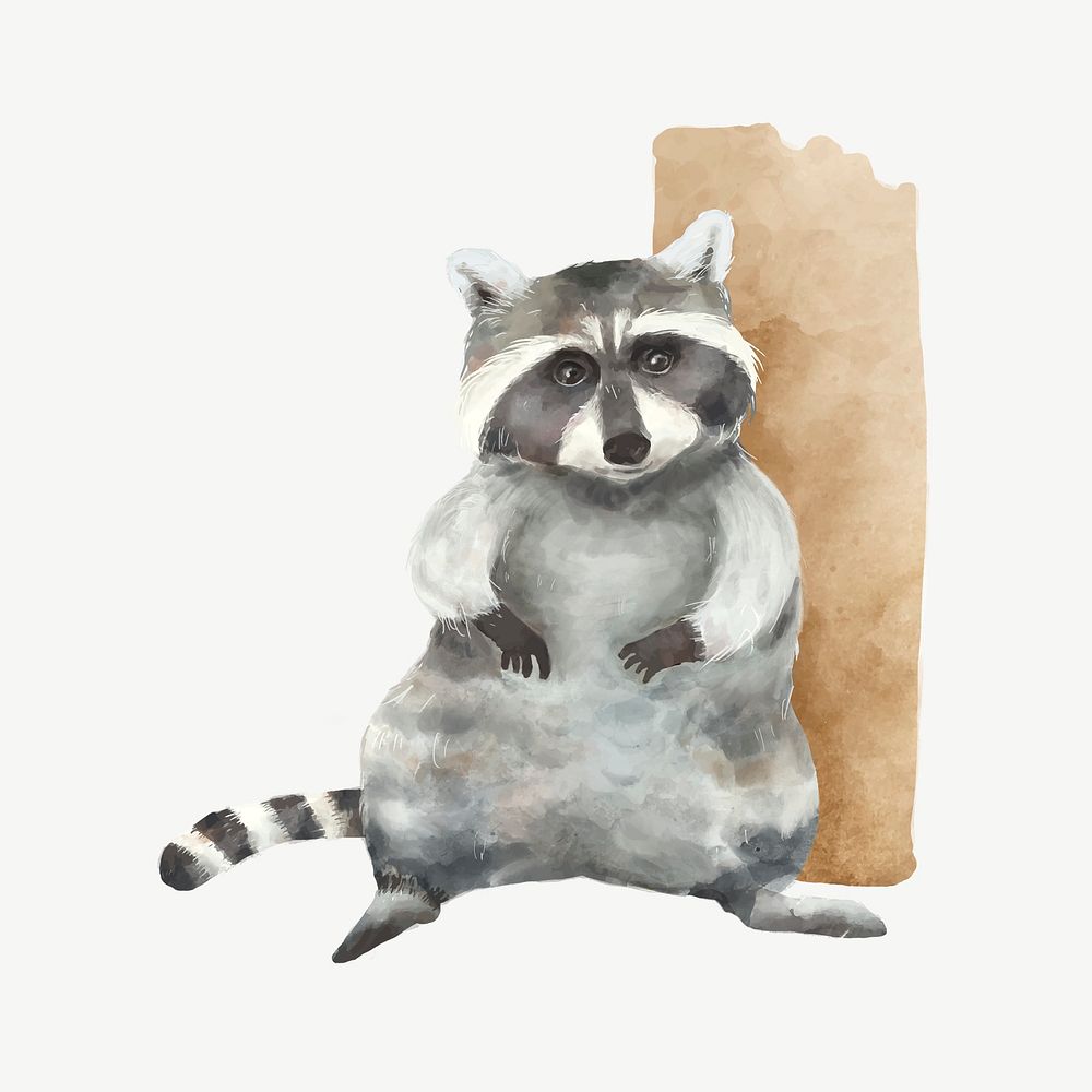 Cute raccoon watercolor illustration psd