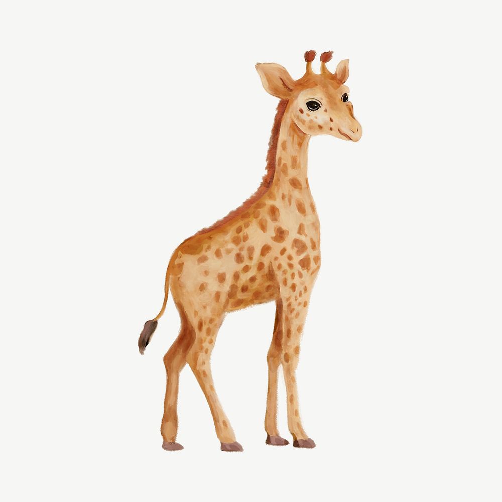 Cute baby giraffe watercolor illustration psd