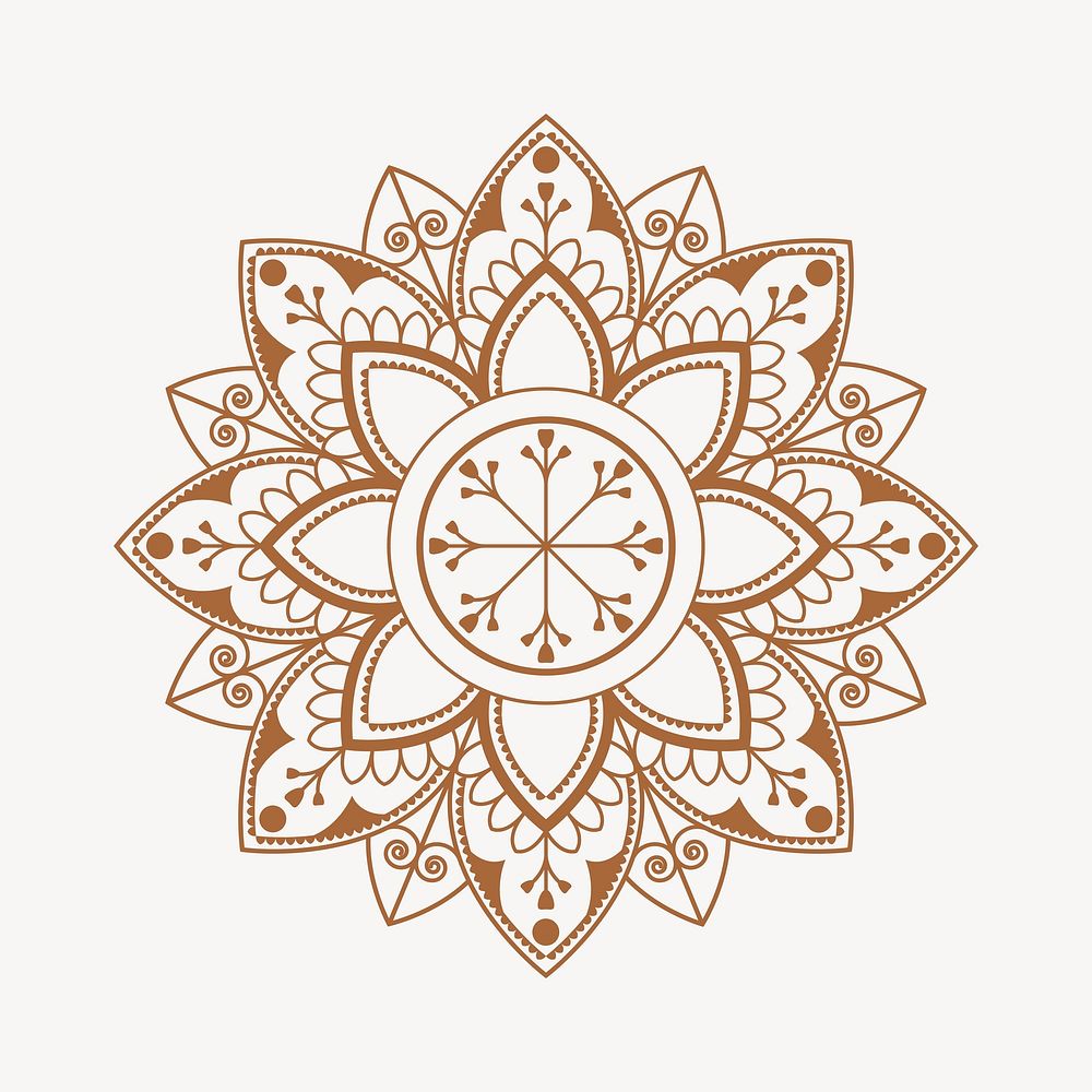 Brown mandala flower, Diwali festival element vector