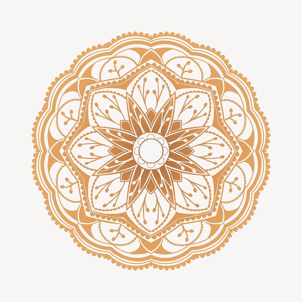 Gold mandala flower, Diwali festival illustration vector