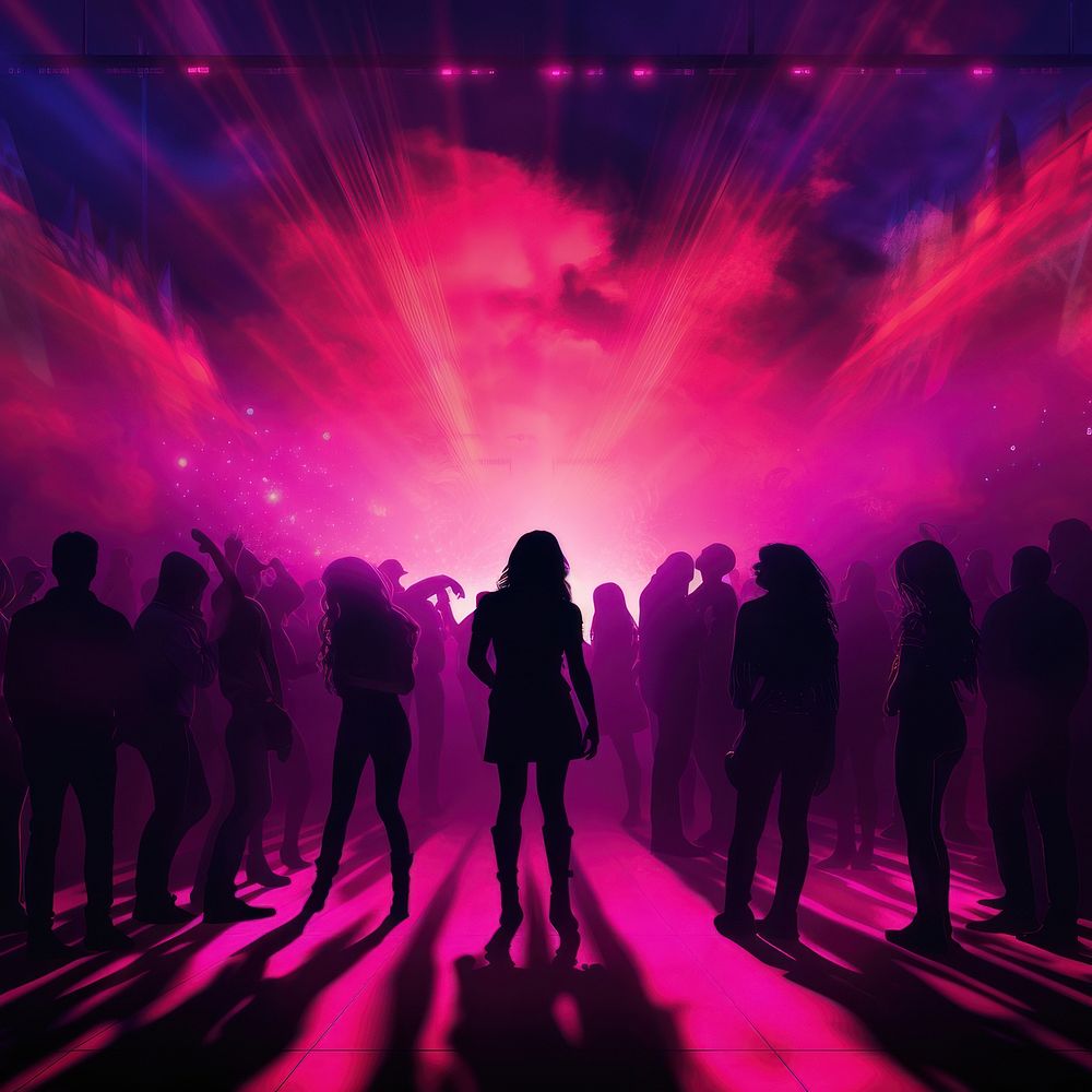 Crowd silhouette nightlife nightclub standing. AI generated Image by rawpixel.