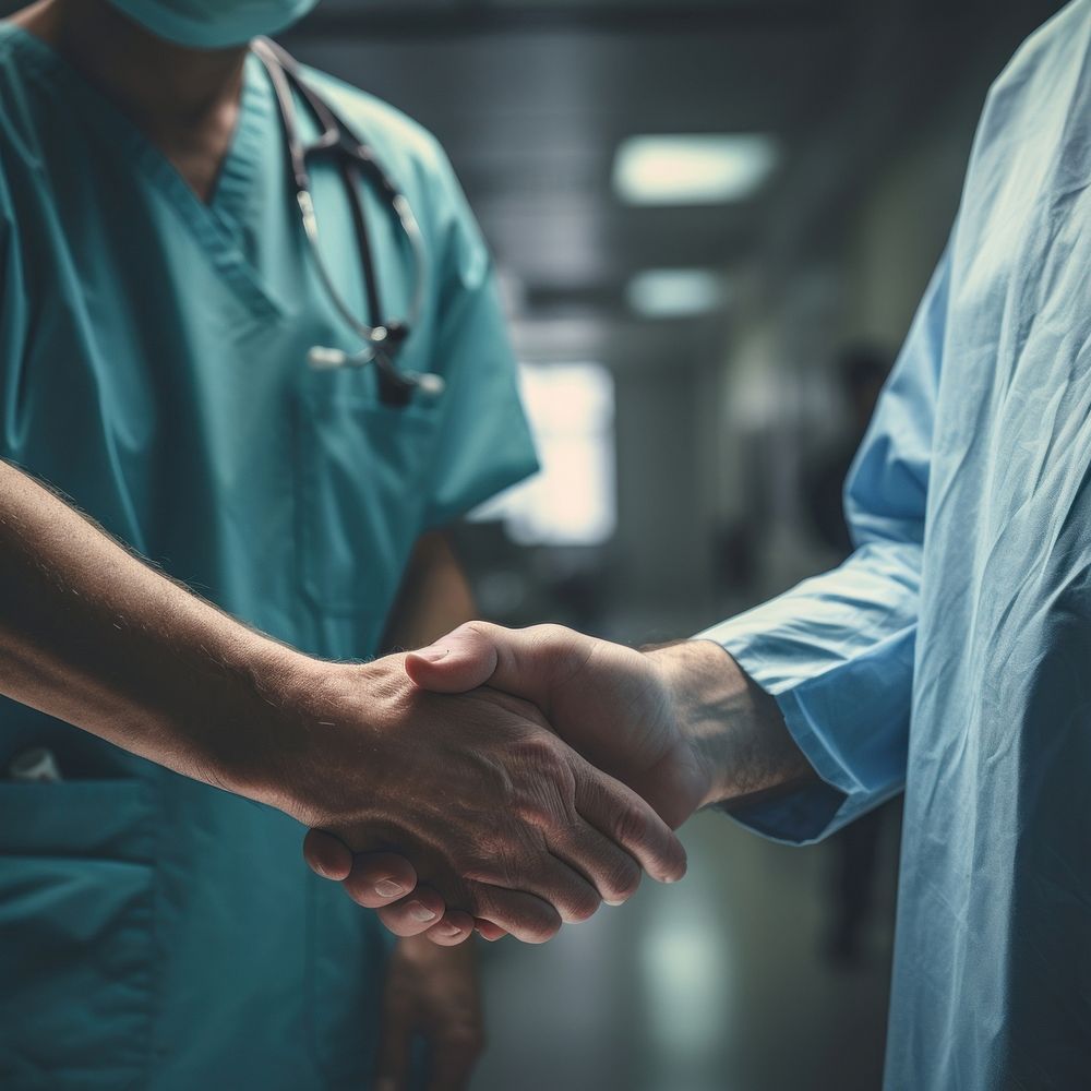 Handshake doctor and patient. AI generated image by rawpixel.