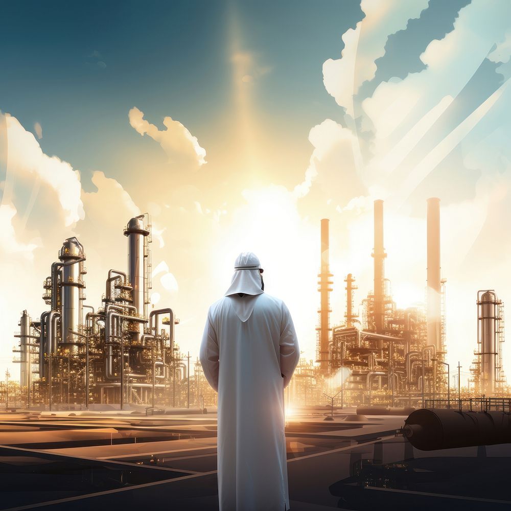 Arab businessman refinery architecture outdoors. AI generated Image by rawpixel.