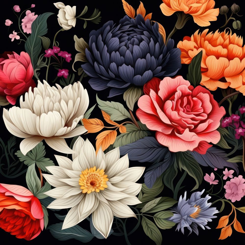 Beautiful flowers pattern plant backgrounds. AI generated Image by rawpixel.