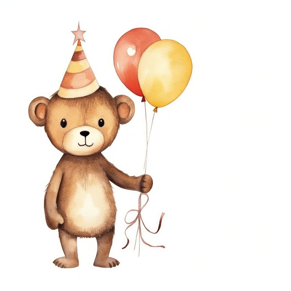 Bear balloon cartoon party. AI generated Image by rawpixel.