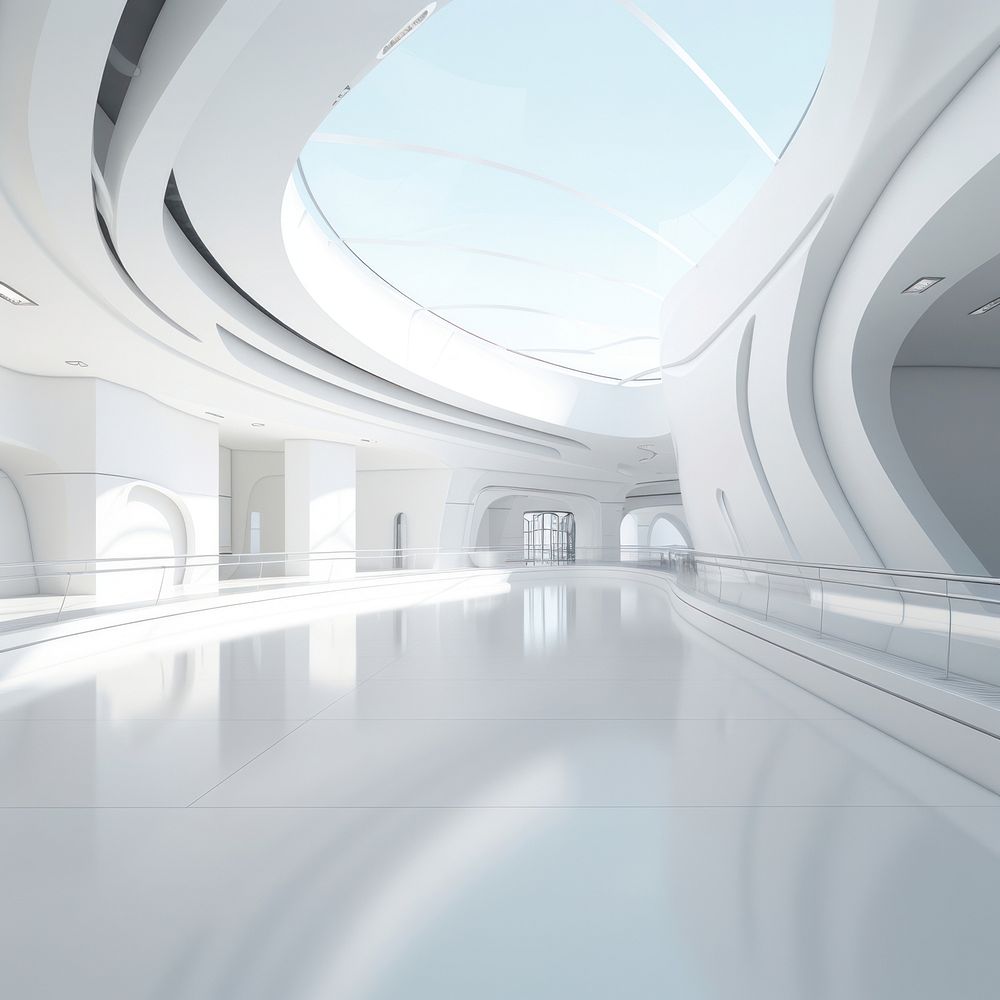 White futuristicinterior architecture building corridor. AI generated Image by rawpixel.