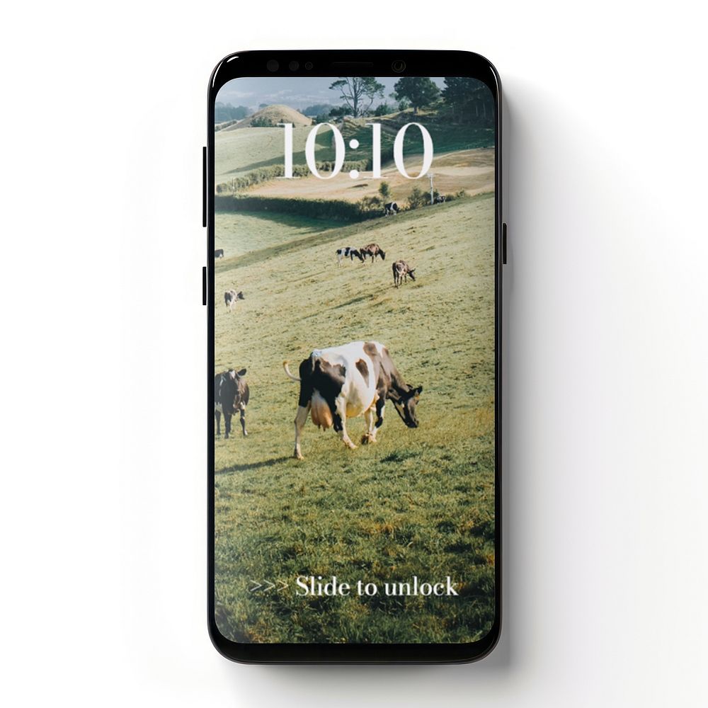 Smartphone screen with farm wallpaper
