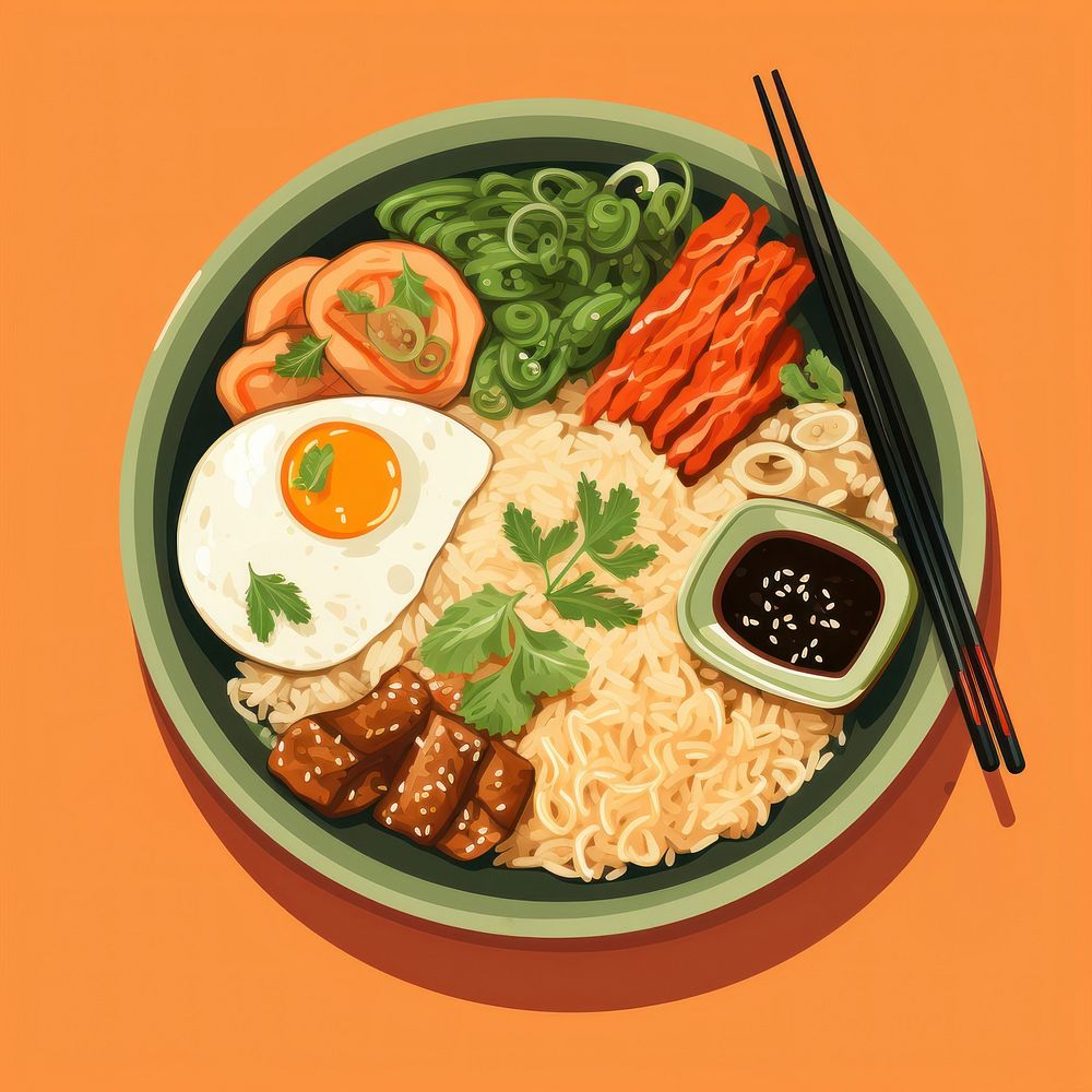 Dakgangjeong chopsticks noodle lunch. AI generated Image by rawpixel.