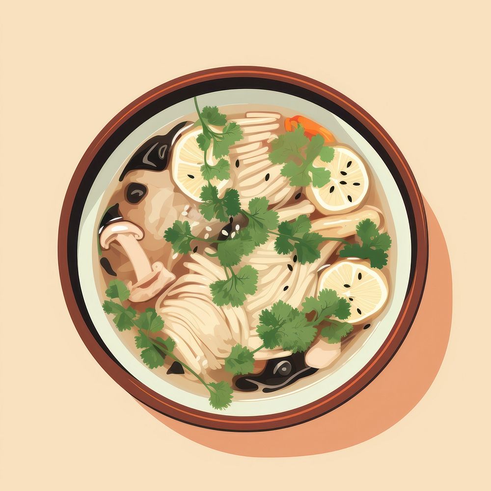 Japanese Ozoni soup plate herbs food. AI generated Image by rawpixel.