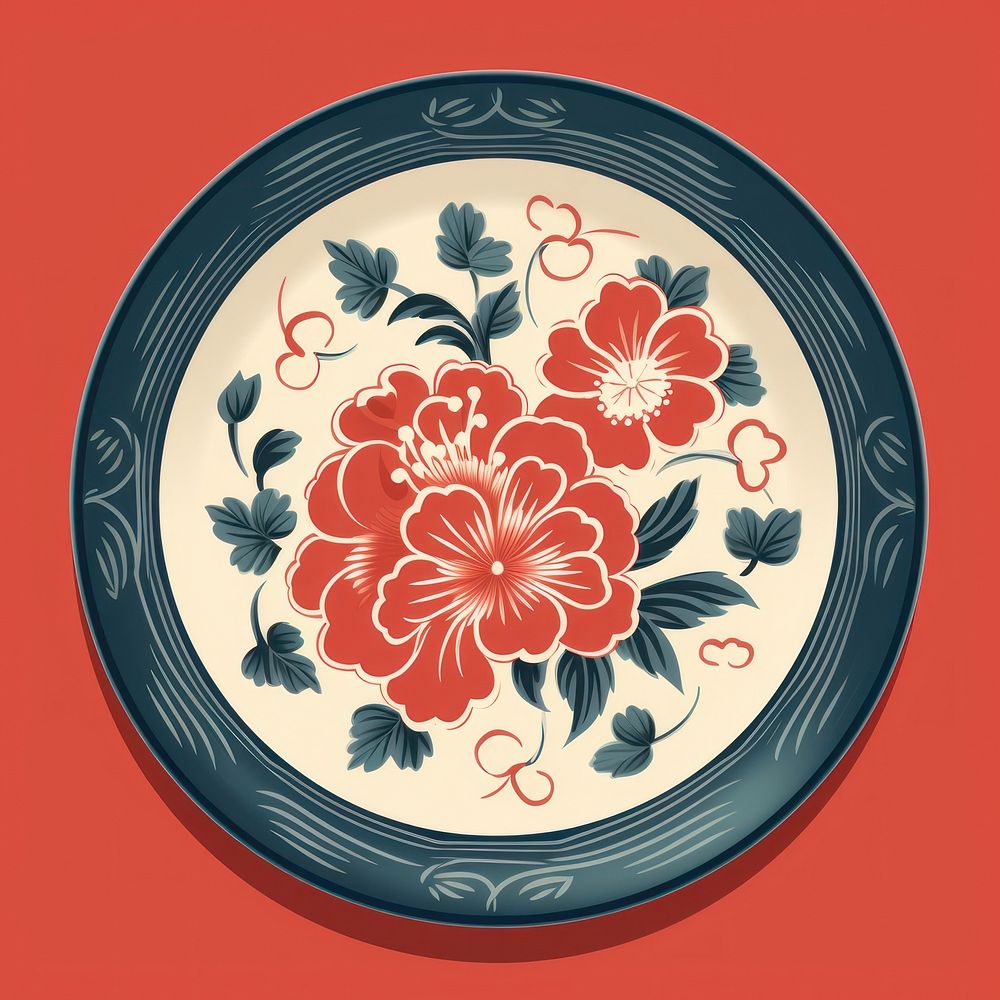 Japanese Porcelain bowl porcelain pattern flower. AI generated Image by rawpixel.